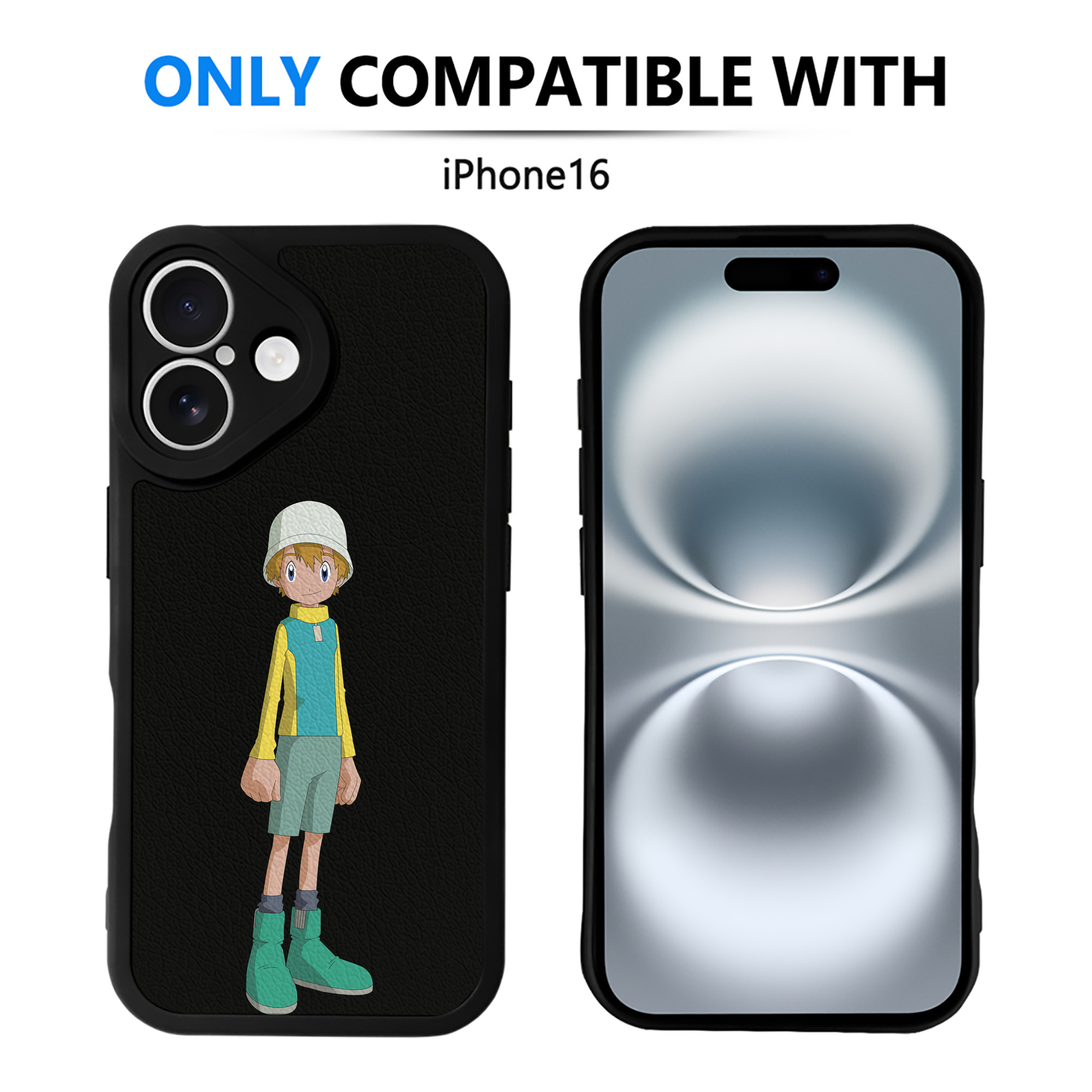（画像用） Digimon デジタルモンスター/デジモン 【iPhone 16シリーズ対応】シリコンスマホケース（レザー調） 材質：シリコン